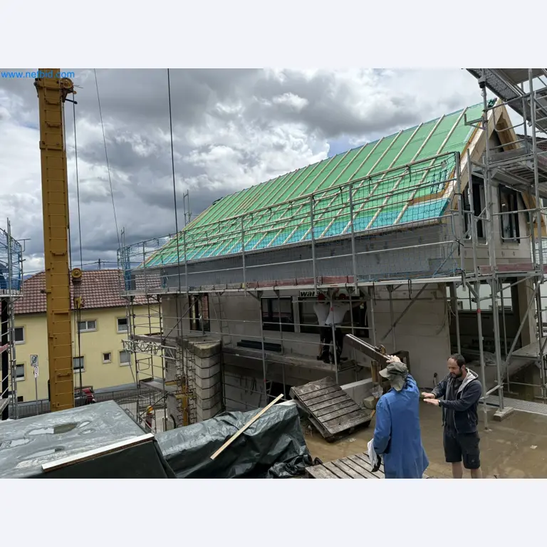 Scaffolding components (some from the construction site), machinery, and vehicles belonging to a construction company-3