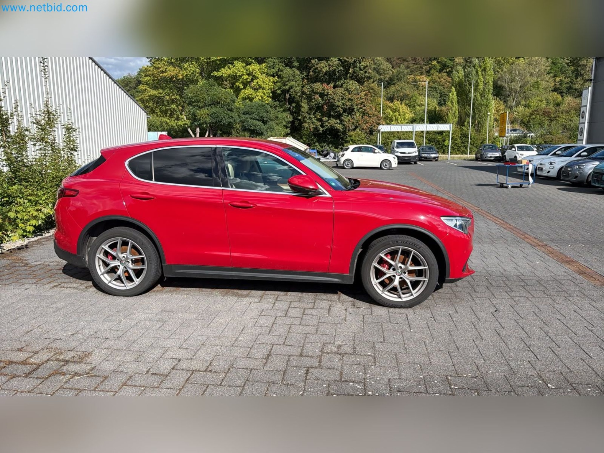 Passenger cars, electric cars, and automotive repair shop equipment at a Fiat dealership-7