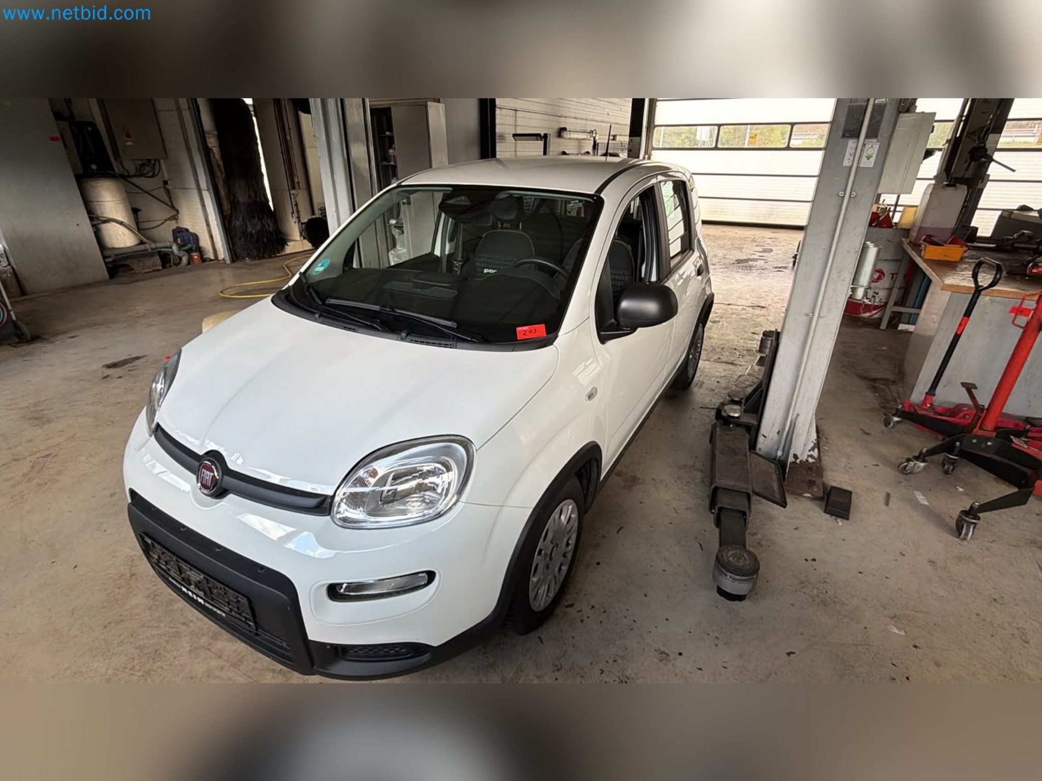 Osobní automobily, elektromobily a vybavení autoservisu v prodejně vozů Fiat-2