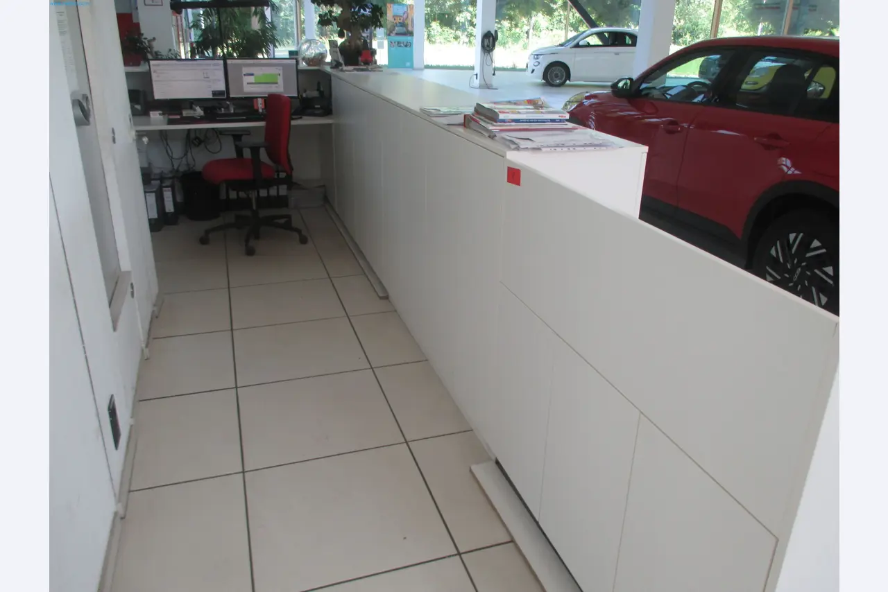 Passenger cars, electric cars, and automotive repair shop equipment at a Fiat dealership-2