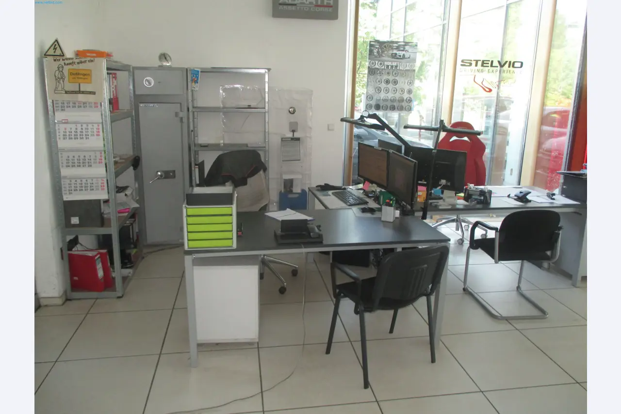 Passenger cars, electric cars, and automotive repair shop equipment at a Fiat dealership-1