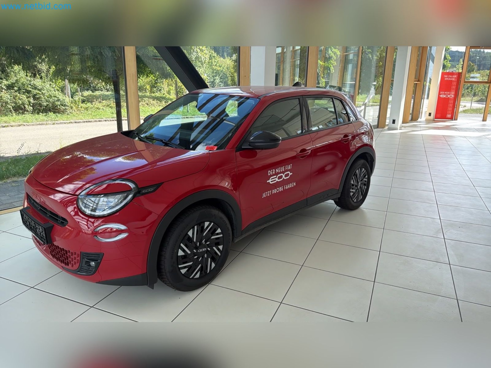 Passenger cars, electric cars, and automotive repair shop equipment at a Fiat dealership-4