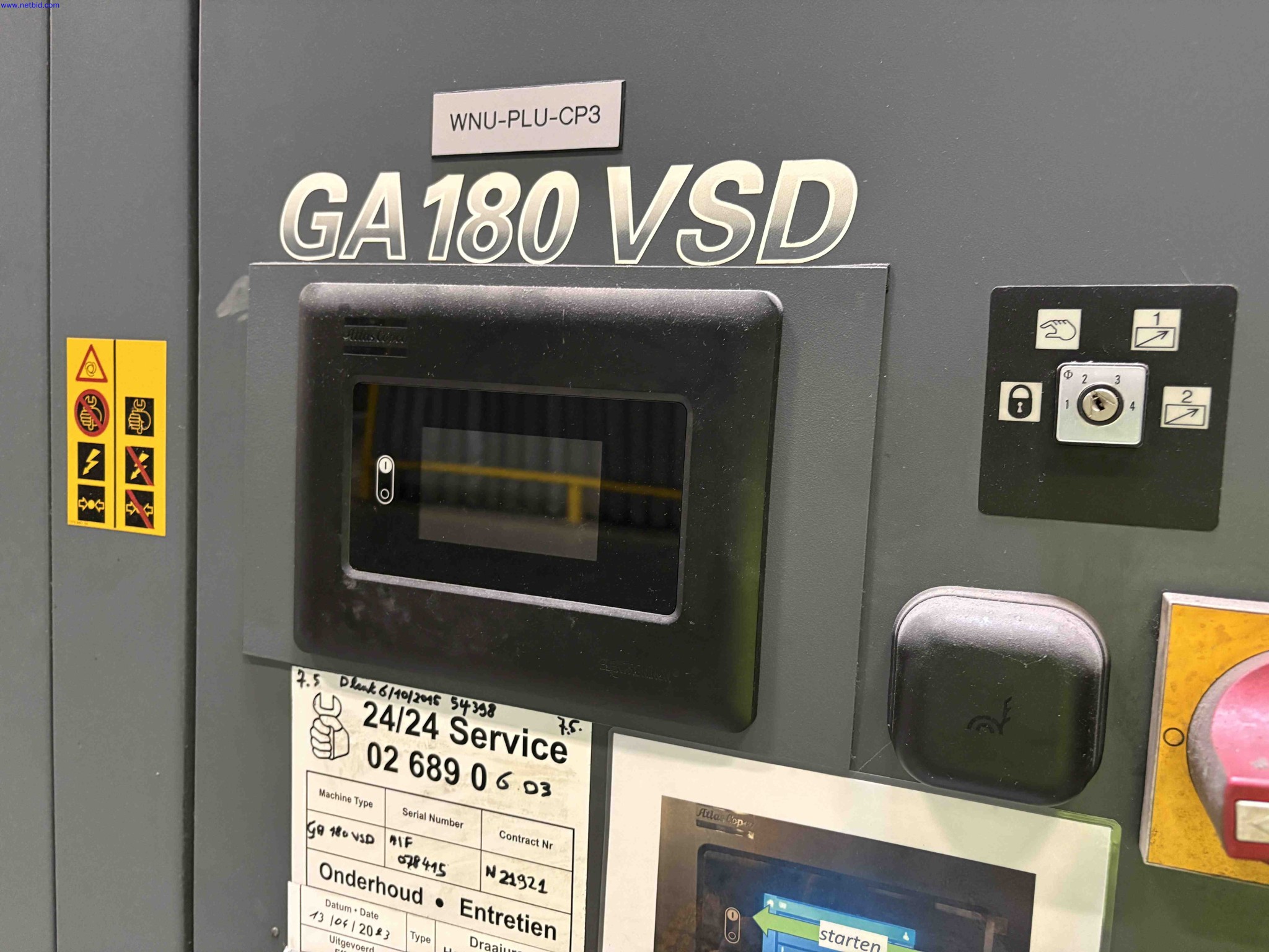 Industrial Air Compressor Atlas Copco GA 180 VSD – foto 5 – kavel bij NetBid, Roterijstraat 205-8793 Waregem