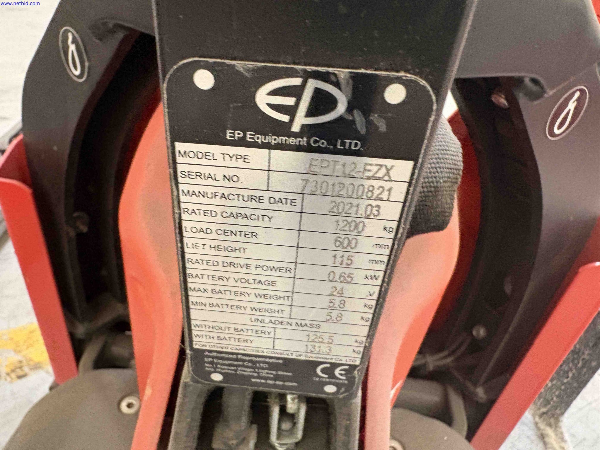 3 Battery electric pallet trucks EP Equipment EP12 Series – foto 5 – kavel bij NetBid, Roterijstraat 205-8793 Waregem