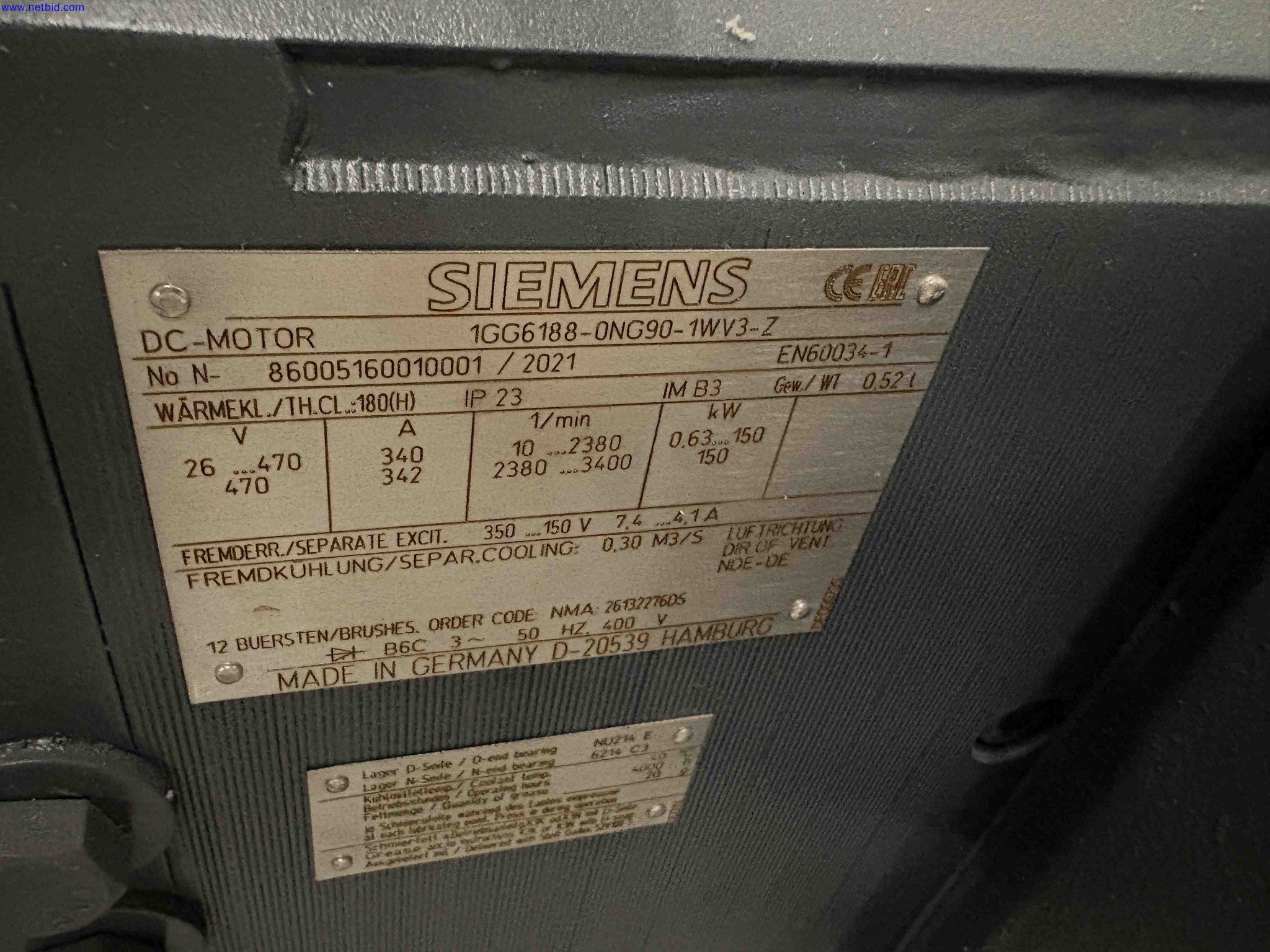 Separately excited DC motor Siemens – foto 3 – kavel bij NetBid, Roterijstraat 205-8793 Waregem