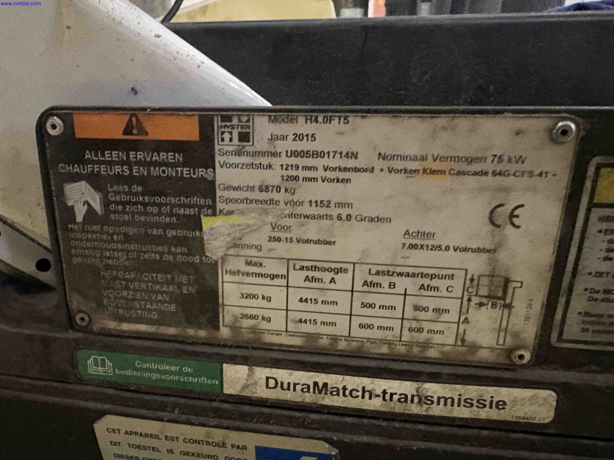 LPG counterbalance forklift truck Hyster H4.0FT5 – foto 15 – kavel bij NetBid, Roterijstraat 205-8793 Waregem