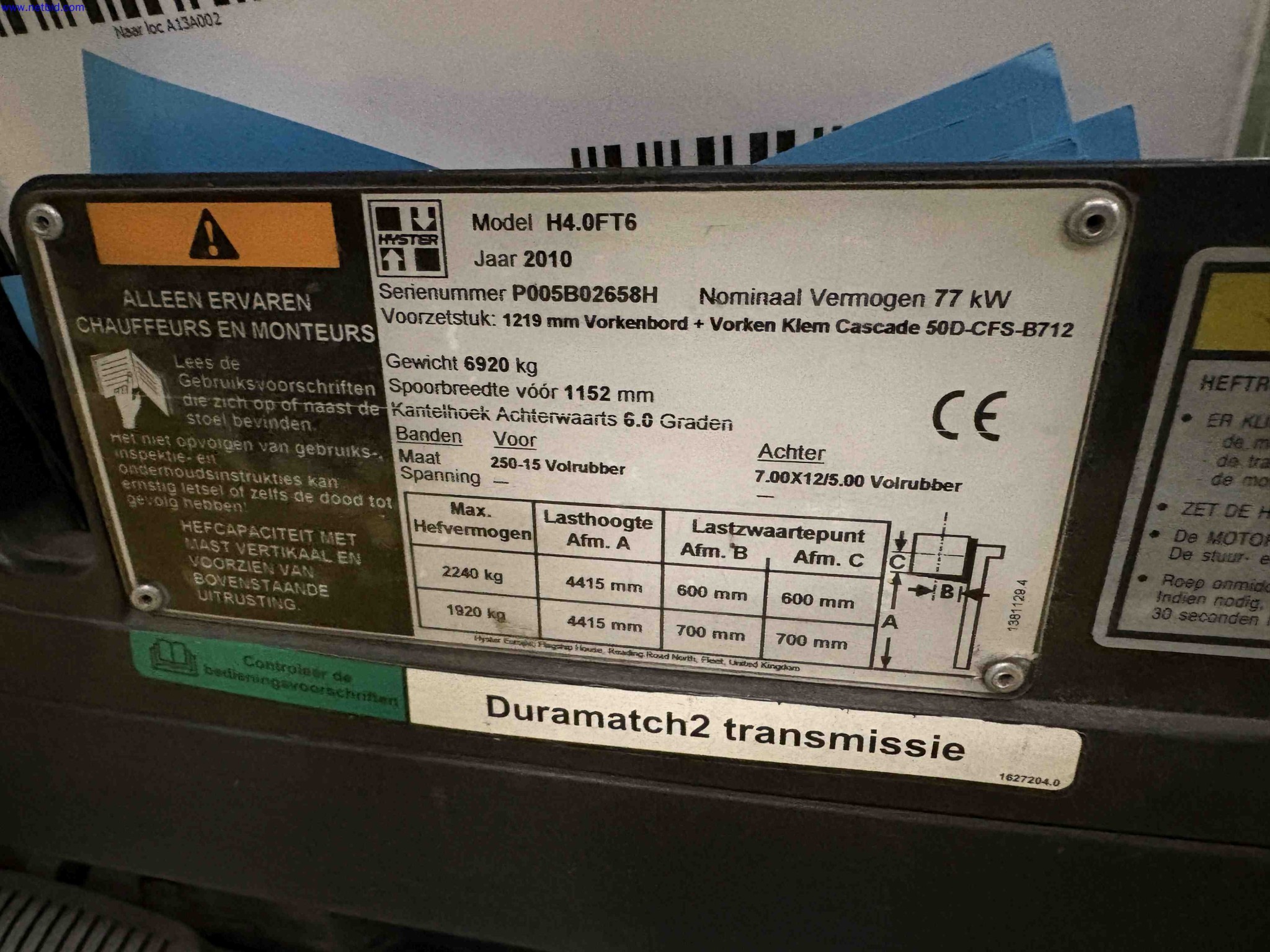 LPG counterbalance forklift truck Hyster H4.0FT6 – foto 16 – kavel bij NetBid, Roterijstraat 205-8793 Waregem