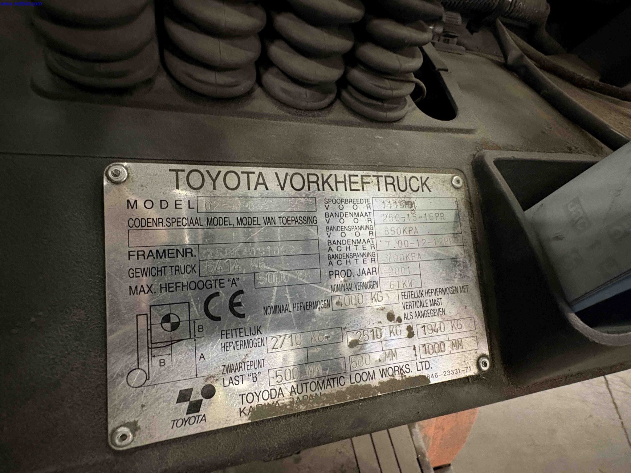 LPG counterbalance forklift truck Toyota D2-7FGF35 – foto 12 – kavel bij NetBid, Roterijstraat 205-8793 Waregem