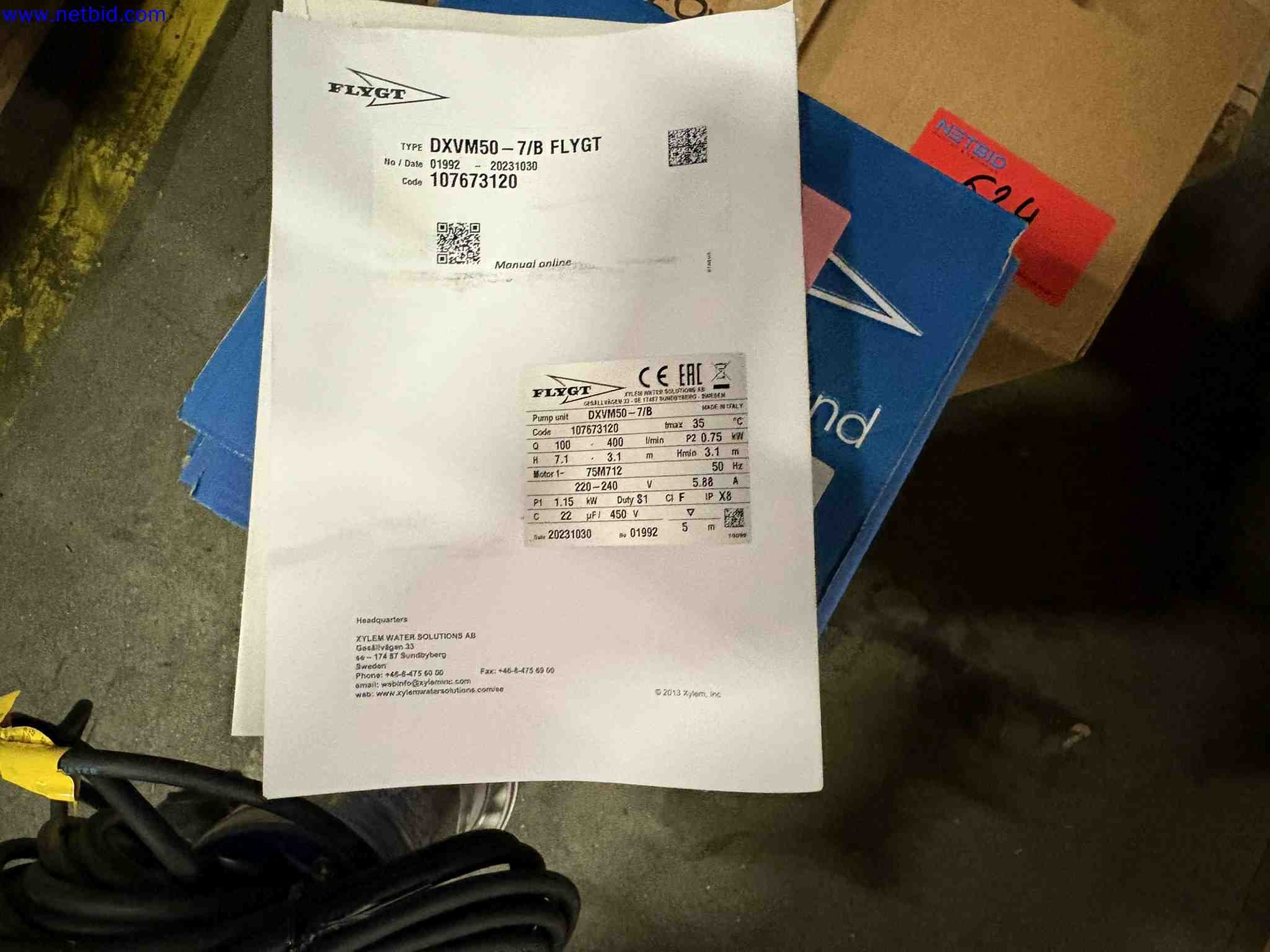 Flygt submersible drainage/dewatering pump XYLEM WATER SOLUTIONS DXVM50-7/B – foto 2 – kavel bij NetBid, Sint Baafs Vijve