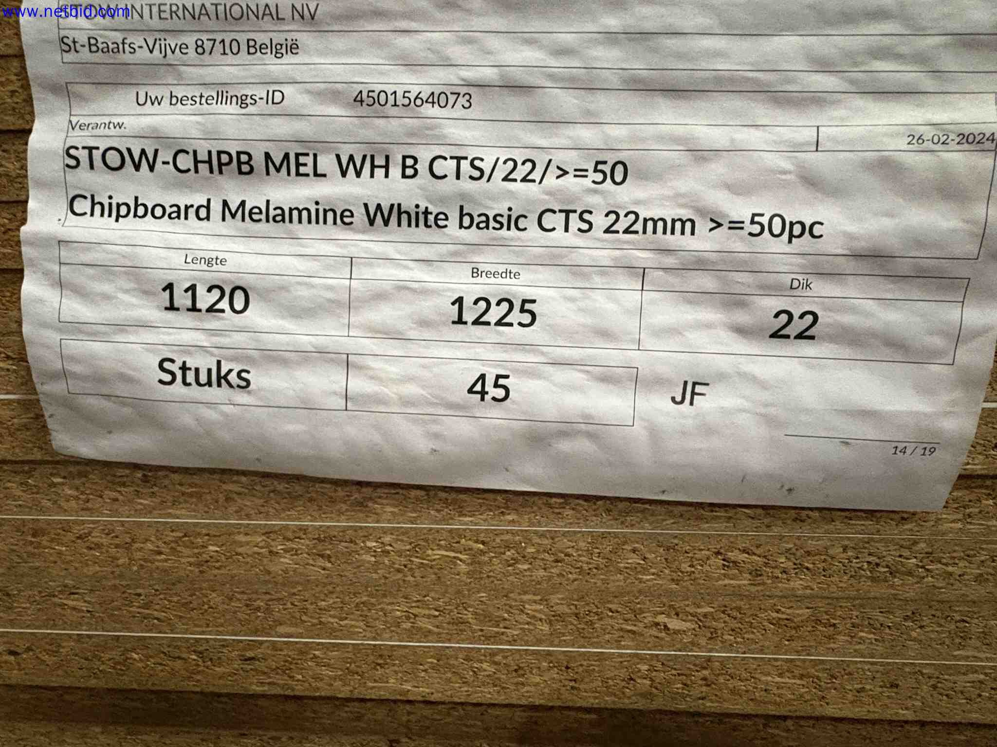250 White melamine chipboard panels – foto 2 – kavel bij NetBid, Sint Baafs Vijve