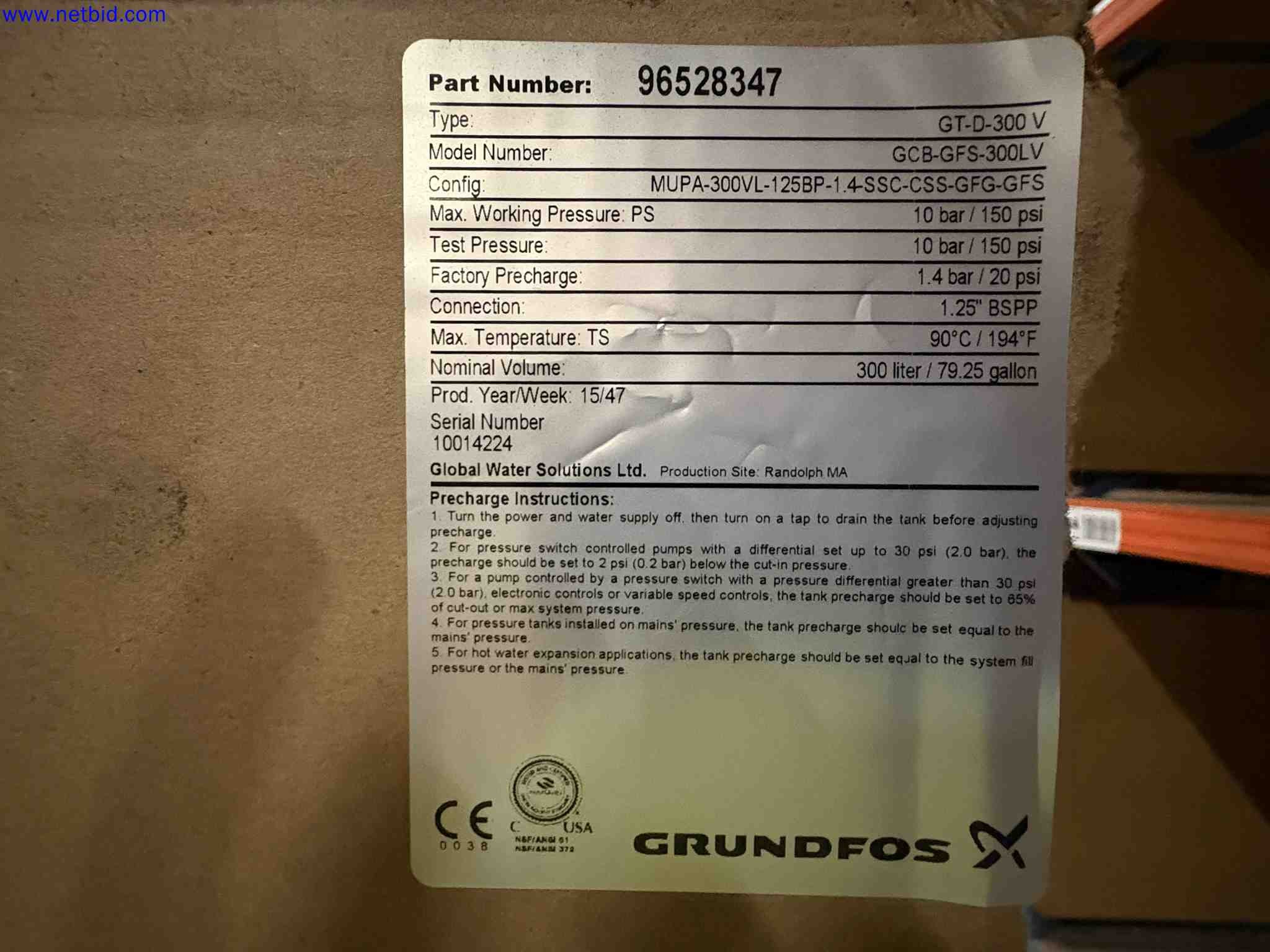 Pressure tank GRUNFLOS GT-D-300 V – foto 3 – kavel bij NetBid, Sint Baafs Vijve