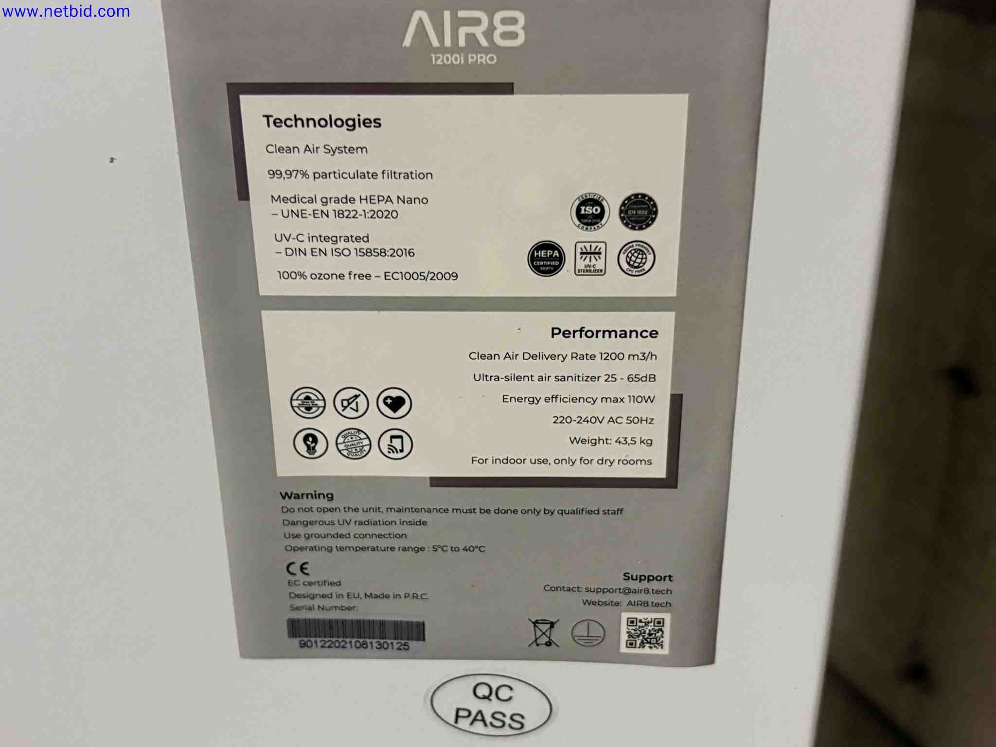 2 Professional Mobile Air Purifiers AIR8 1200i PRO – foto 2 – kavel bij NetBid, Sint Baafs Vijve