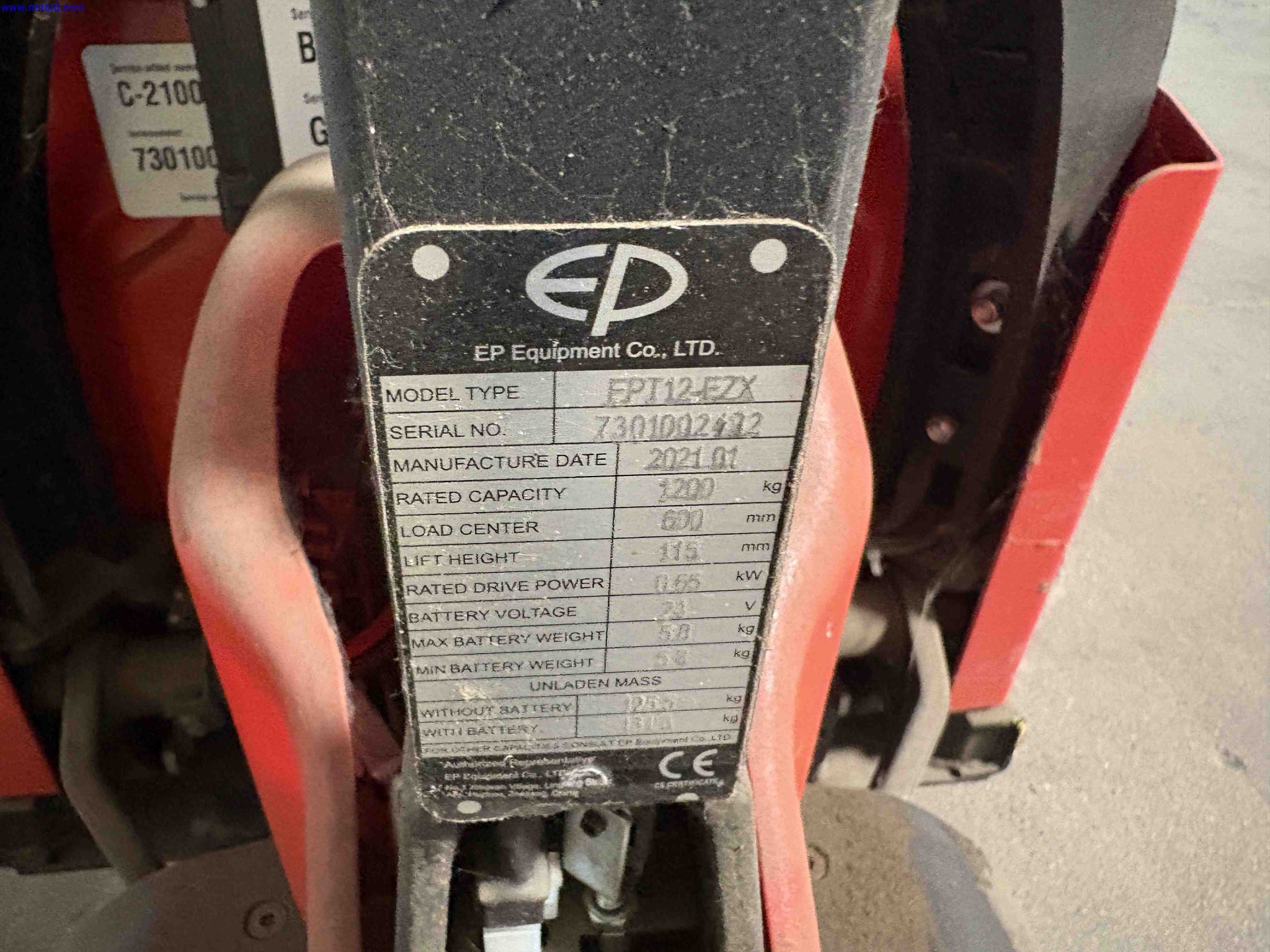 Battery-electric pallet truck EP Equipment FPT18-EZX – foto 7 – kavel bij NetBid, Sint Baafs Vijve