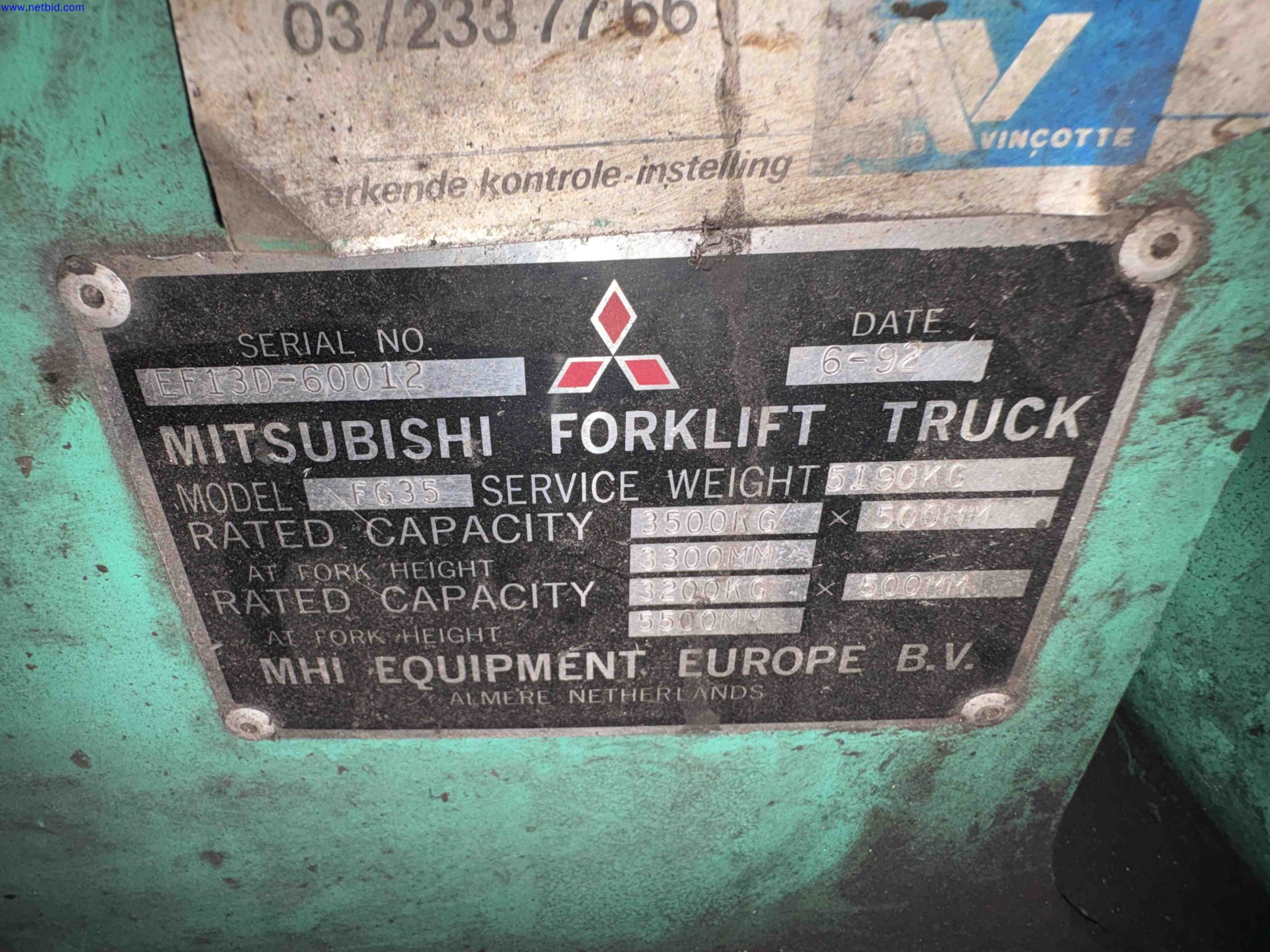 LPG counterbalance forklift Mitsubishi FG-35 LPG – foto 15 – kavel bij NetBid, Sint Baafs Vijve