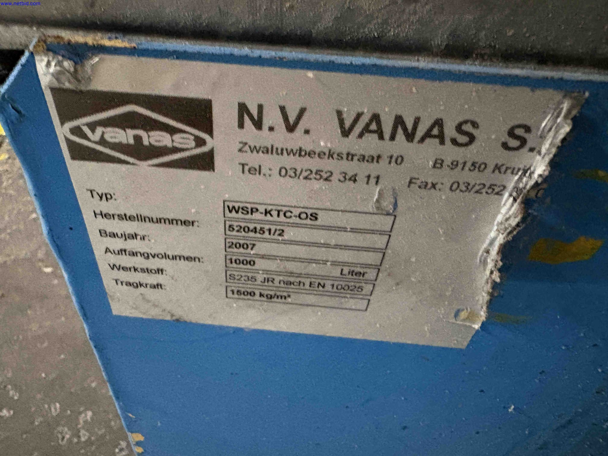 IBC bunded spill-containment pallet Vanas WSP-KTC-OS – foto 4 – kavel bij NetBid, Sint Baafs Vijve