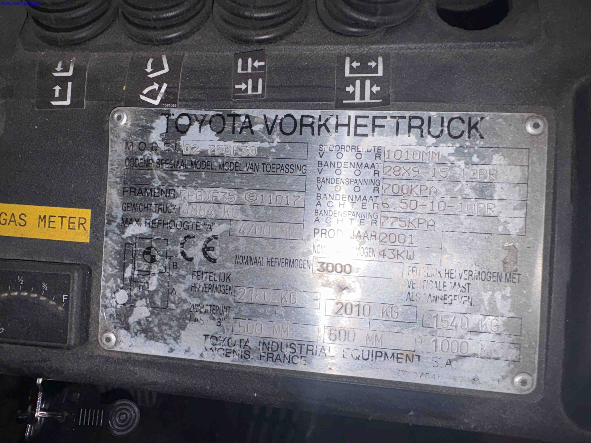LPG counterbalance forklift truck Toyota 02-7FGF30 – foto 15 – kavel bij NetBid, Sint Baafs Vijve