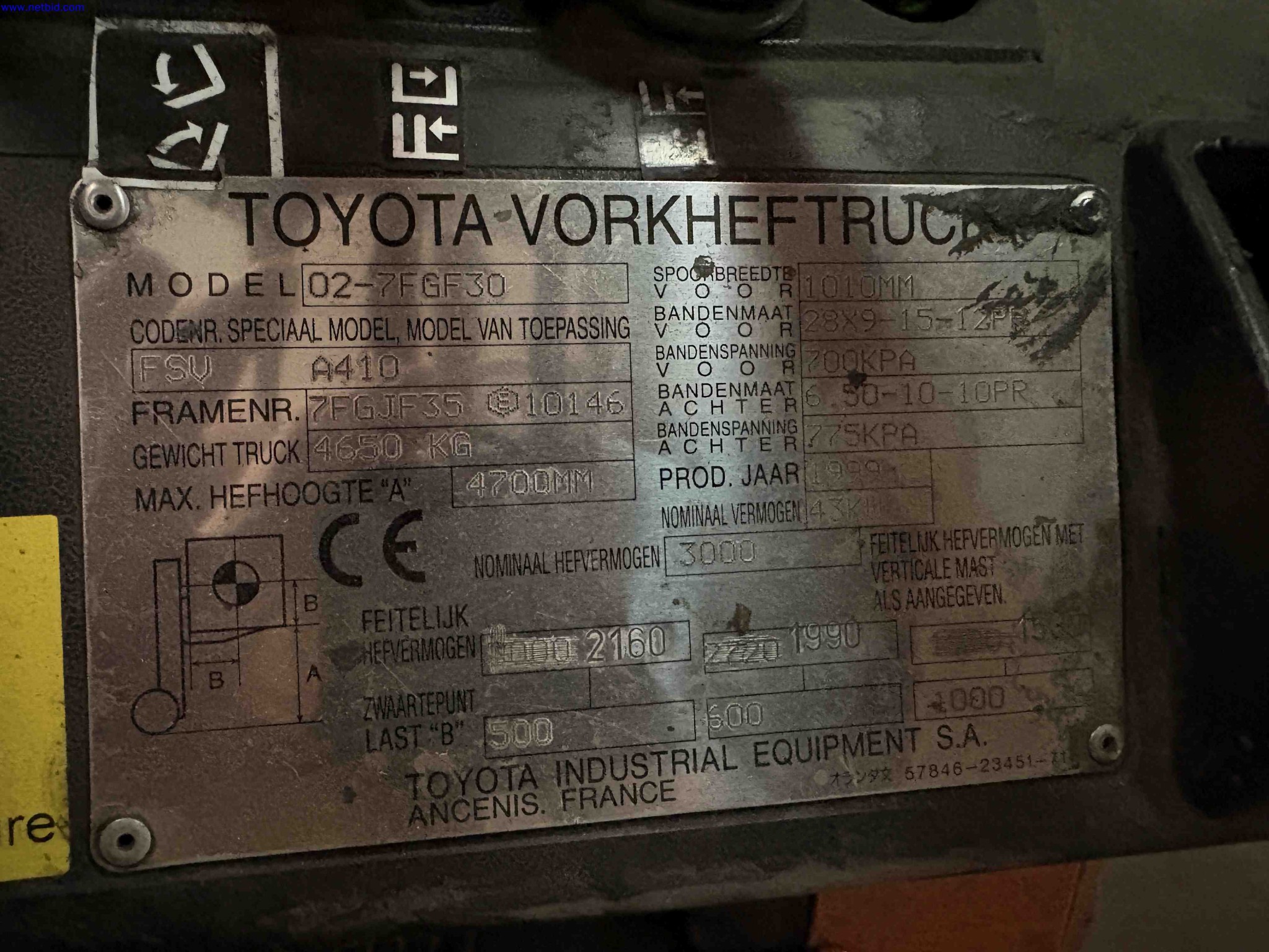 LPG counterbalance forklift truck Toyota 02-7FGF30 – foto 15 – kavel bij NetBid, Sint Baafs Vijve