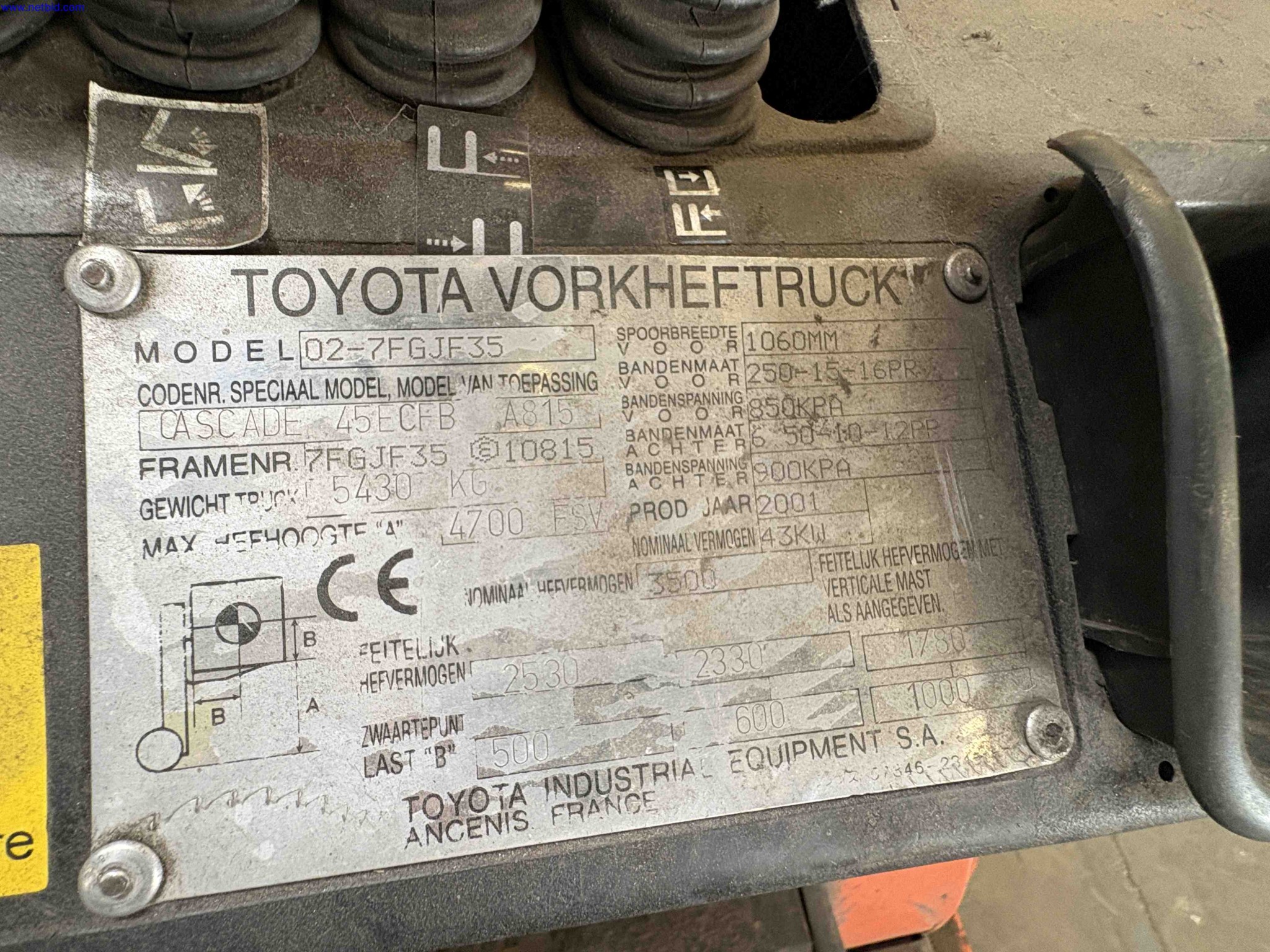 LPG counterbalance forklift truck Toyota 02-7FGF35 – foto 14 – kavel bij NetBid, Sint Baafs Vijve