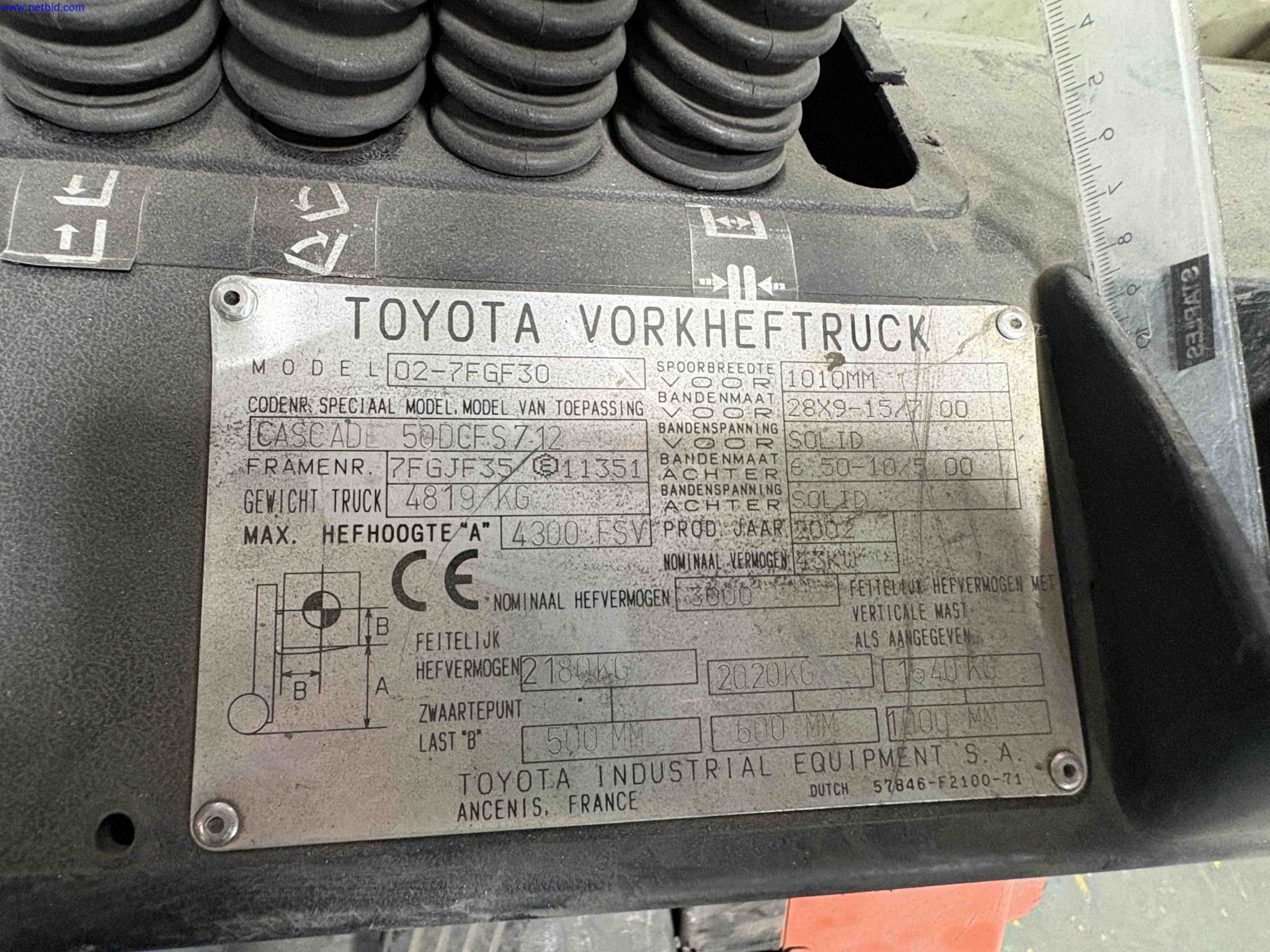 LPG counterbalance forklift truck Toyota 02-7FGF30 – foto 15 – kavel bij NetBid, Sint Baafs Vijve