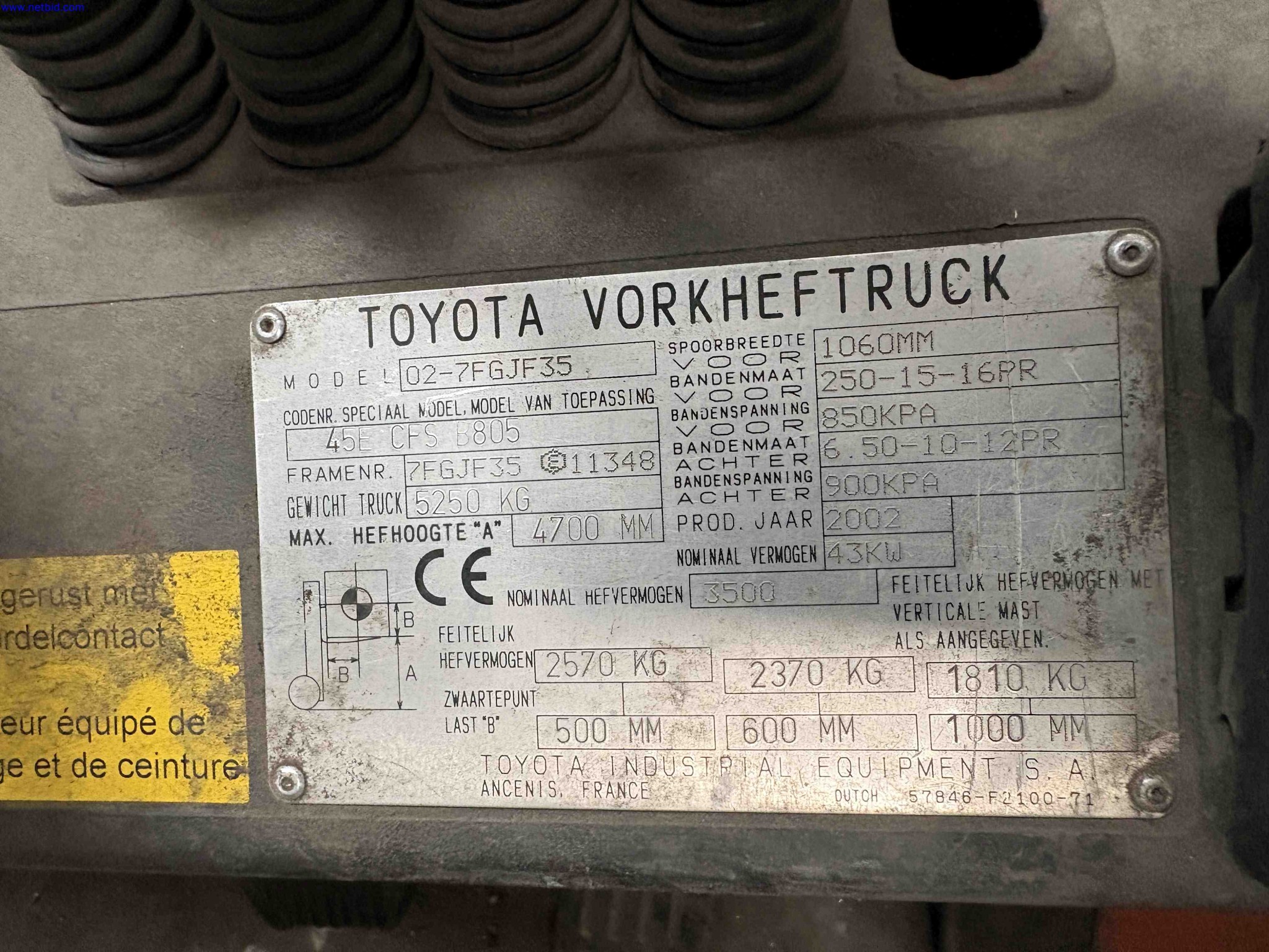 LPG counterbalance forklift truck Toyota 02-7FGF35 – foto 14 – kavel bij NetBid, Sint Baafs Vijve
