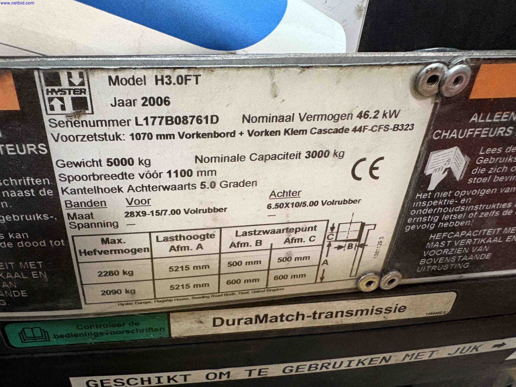 LPG counterbalance forklift truck Hyster H3.0FT – foto 15 – kavel bij NetBid, Sint Baafs Vijve