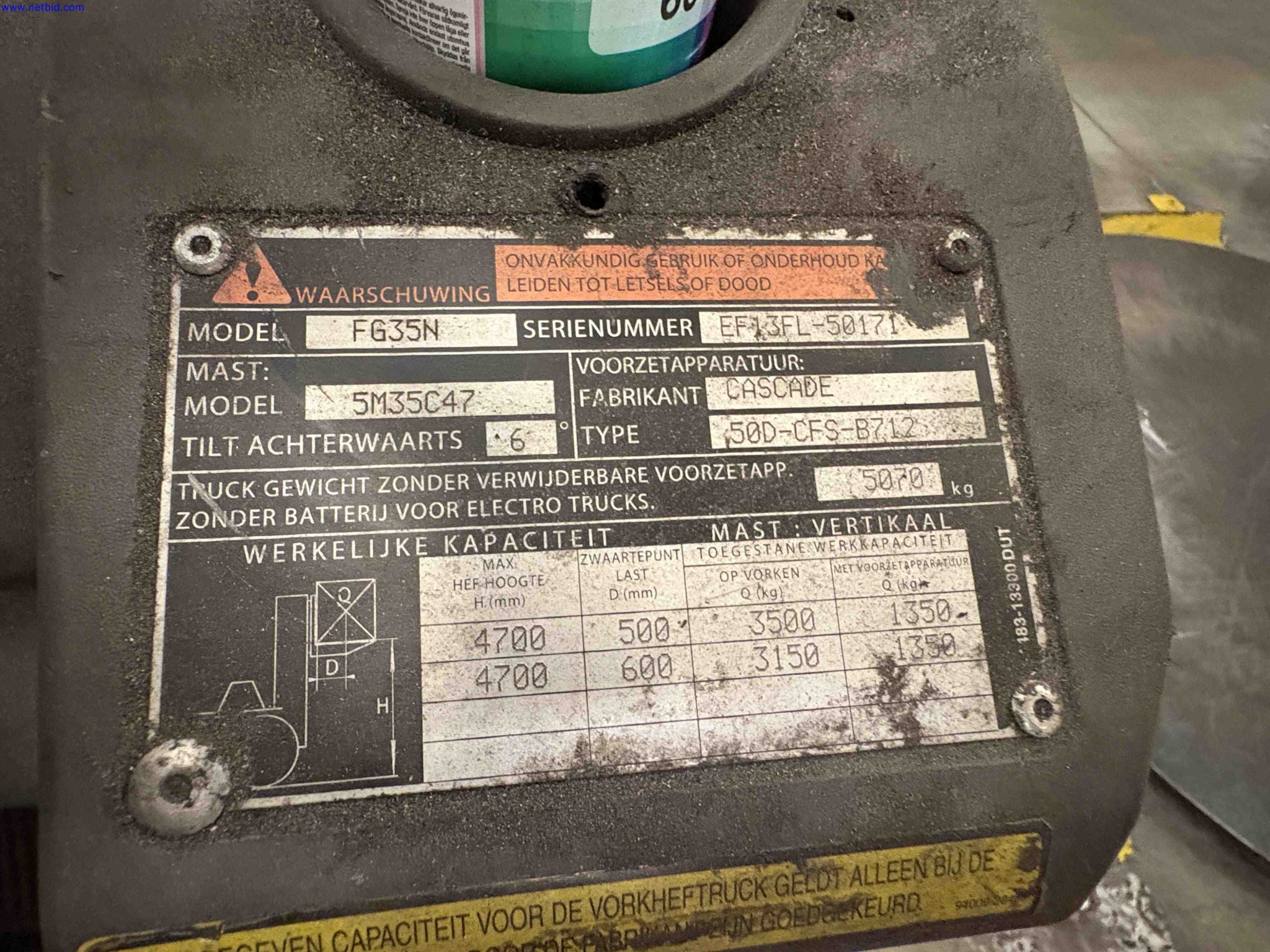 LPG counterbalance forklift truck Mitsubishi FG35N – foto 10 – kavel bij NetBid, Sint Baafs Vijve