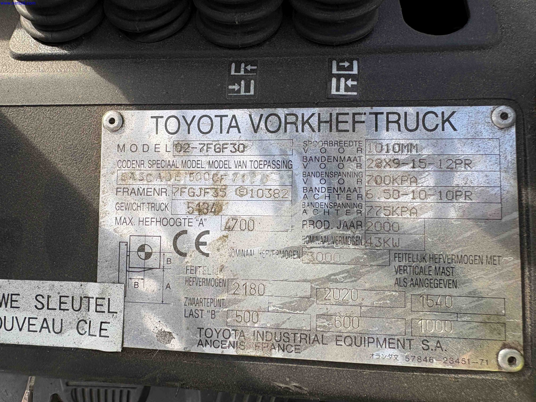 LPG counterbalance forklift truck Toyota 02-7FGF30 – foto 12 – kavel bij NetBid, Sint Baafs Vijve