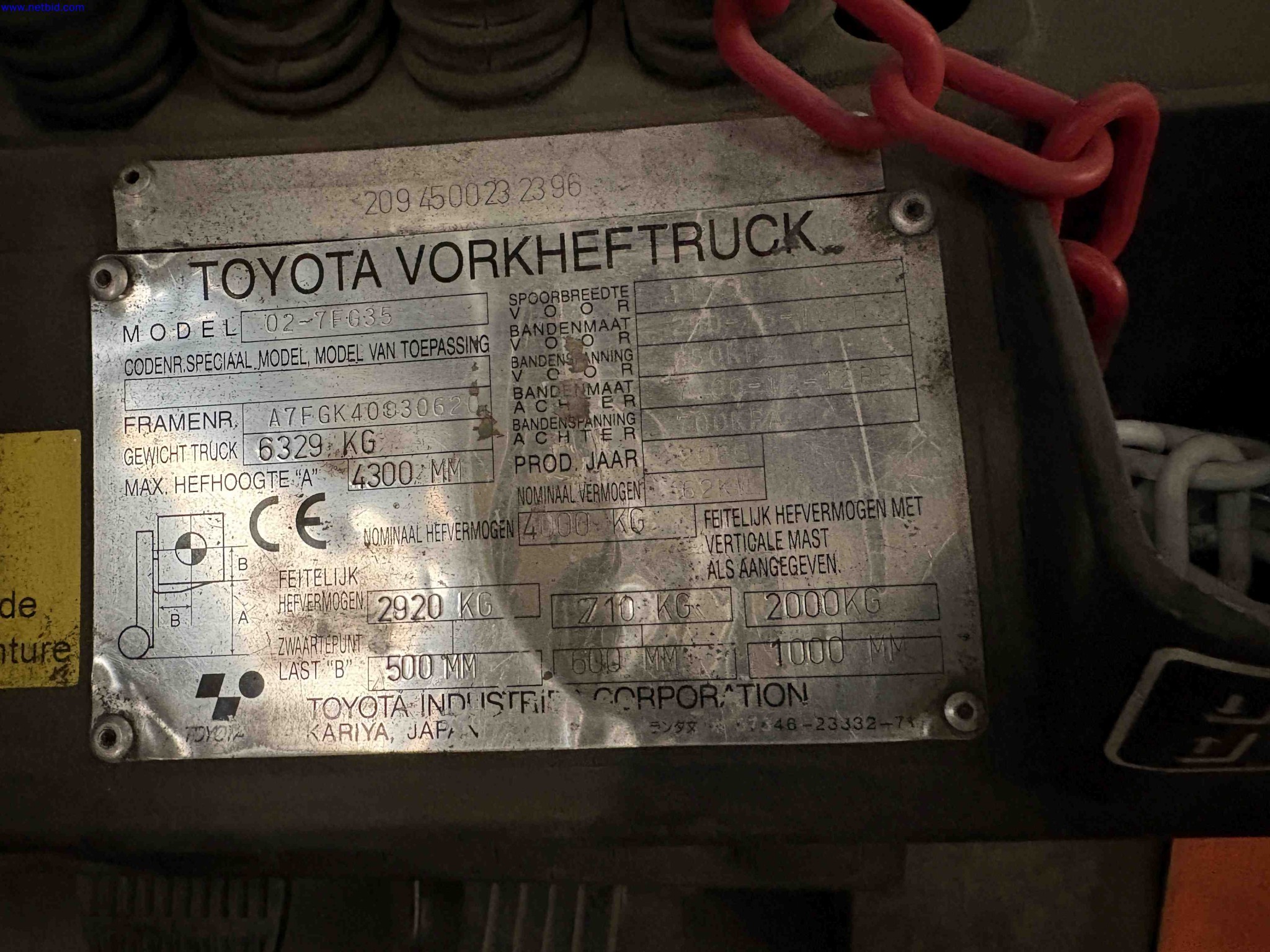 Counterbalance Fork Lift Truck Toyota 02-7FG35 – foto 15 – kavel bij NetBid, Sint Baafs Vijve