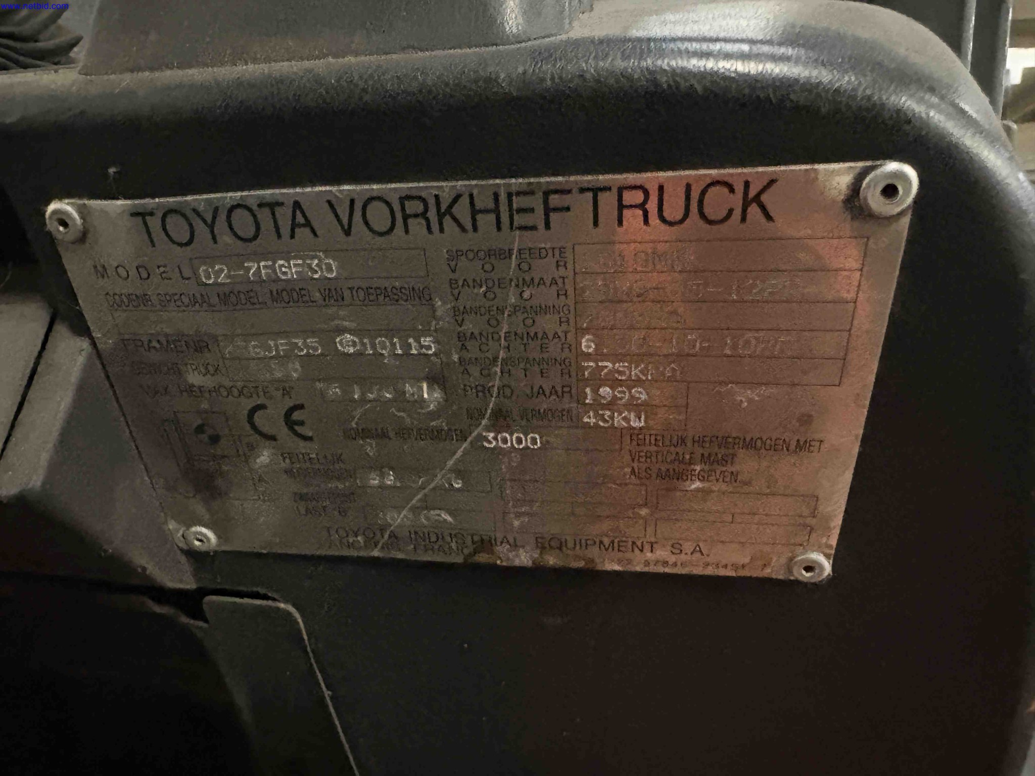 Counterbalance Fork Lift Truck Toyota 7FGJF35 – foto 18 – kavel bij NetBid, Sint Baafs Vijve