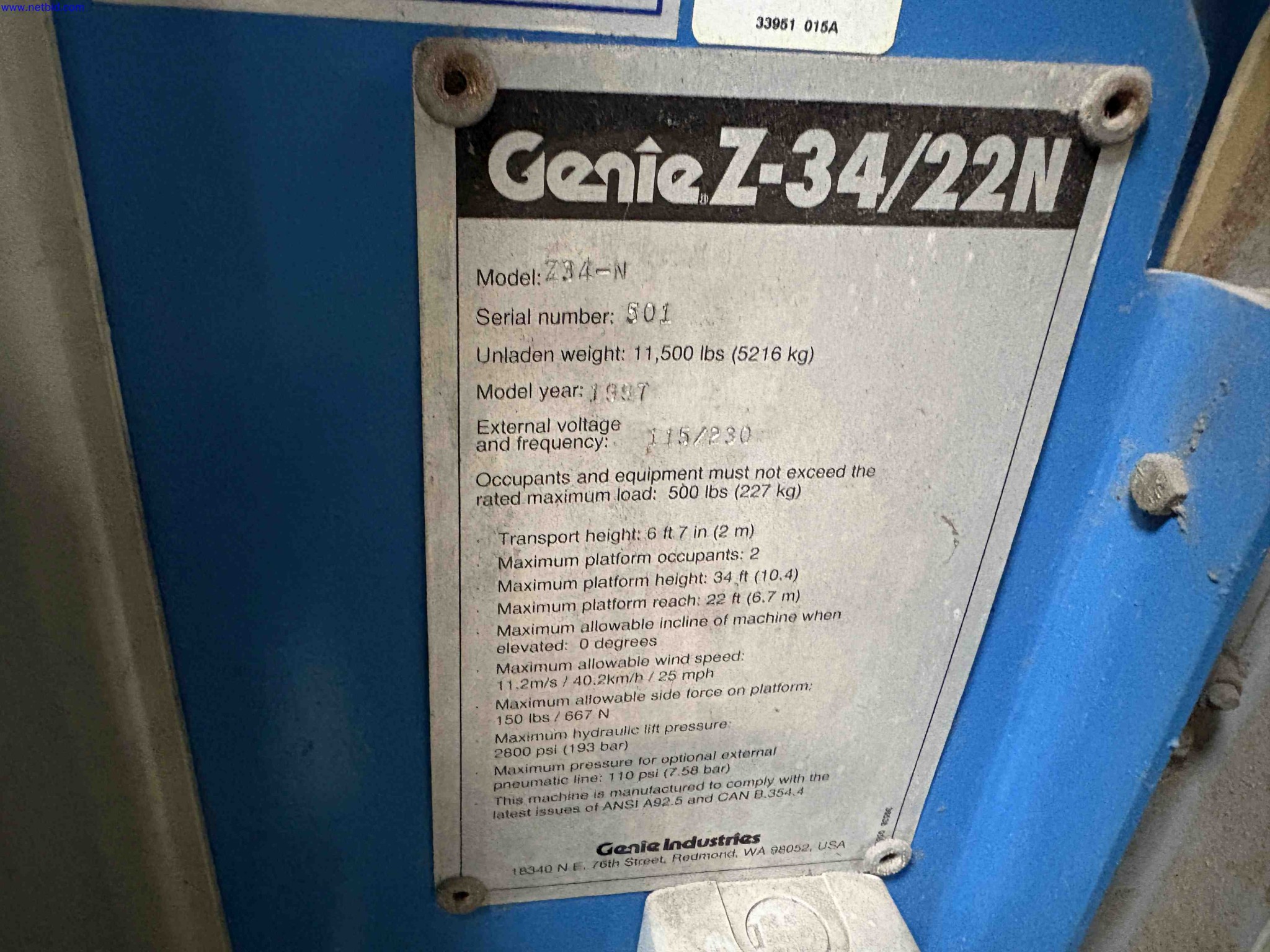 Self-Propelled Scissor Lift Genie Z-34/22N – foto 9 – kavel bij NetBid, Sint Baafs Vijve