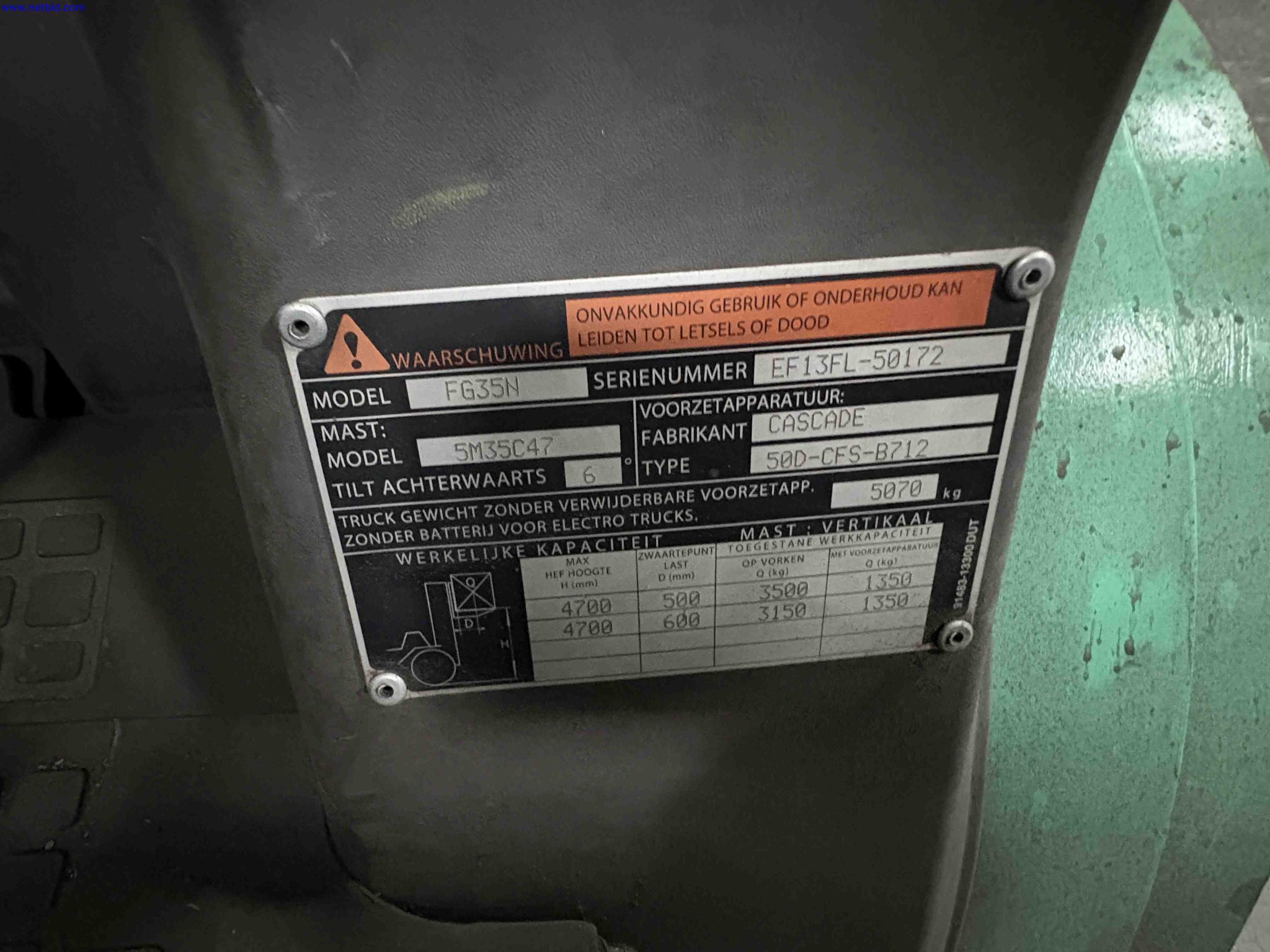 Counter Balance Fork Lift Truck Mitsubishi FG35N – foto 10 – kavel bij NetBid, Sint Baafs Vijve