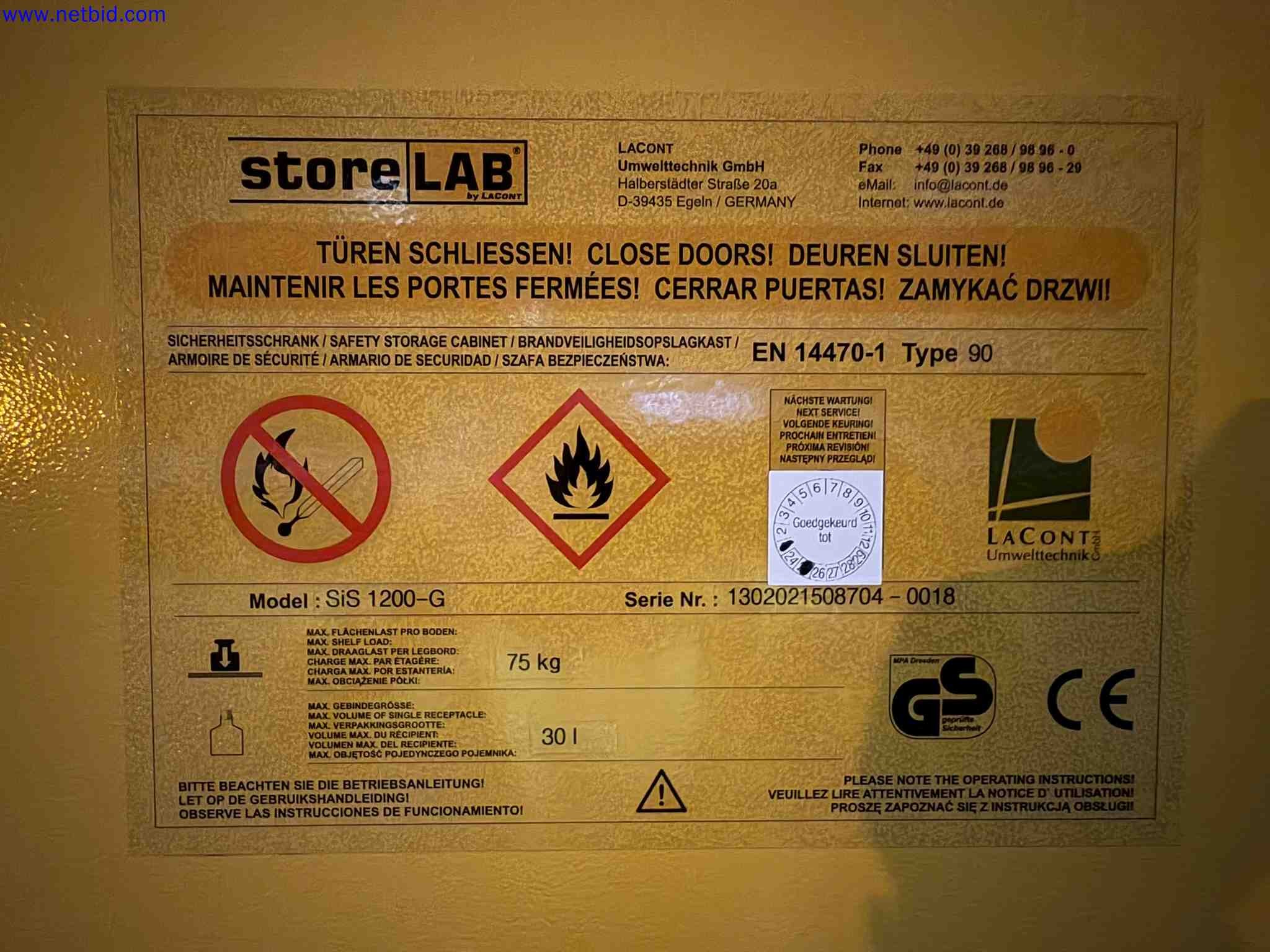 3 Fire-Resistant Safety Storage Cabinets PROTECTA 90 – foto 2 – kavel bij NetBid, Sint Baafs Vijve
