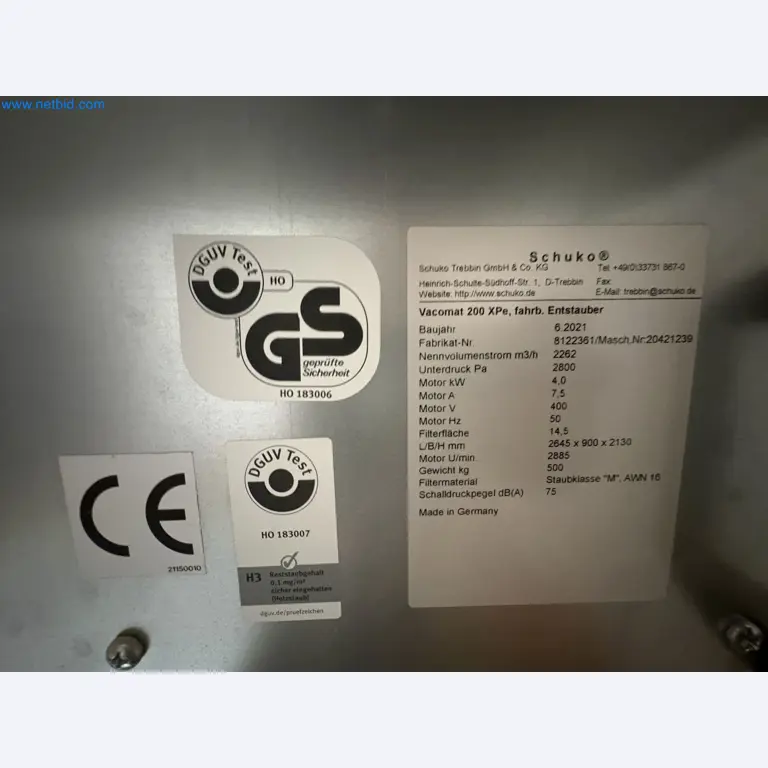 Aspirador SCHUKO VACOMAT 200 XPe-14