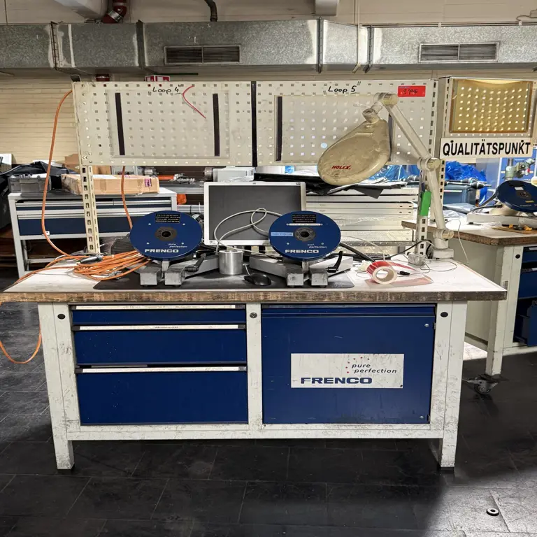 Werbank mit Testaufbau Frenko