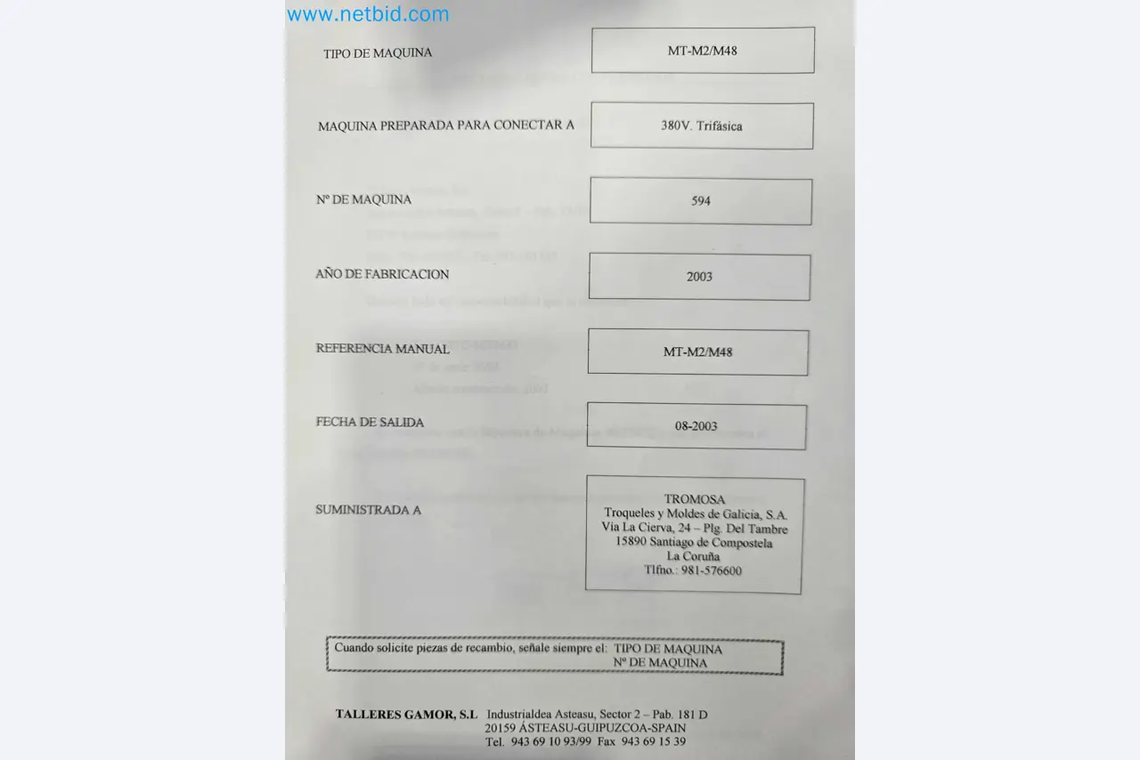 Tromosa Asset Sale (Troqueles Y Moldes De Galicia, Sa): Cnc Machining Centres, Edm Machines And Mould Manufacturing Equipment-17