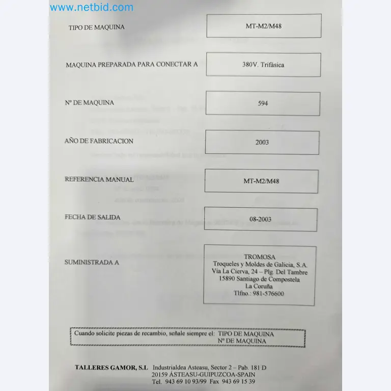 Tromosa Asset Sale (Troqueles Y Moldes De Galicia, Sa): Cnc Machining Centres, Edm Machines And Mould Manufacturing Equipment-17